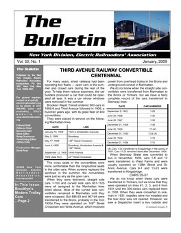 BULLETIN - JANUARY, 2009 Bulletin New York Division, Electric Railroaders’ Association Vol