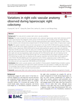 Variations in Right Colic Vascular Anatomy Observed During