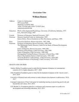 William Damon CV