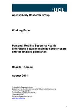 Health Differences Between Mobility Scooter Users and the Unaided Pedestrian