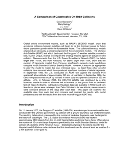 Orbital Debris Environment Models, Such As NASA's LEGEND Model, Show That Accidental Collisions Between Satellites Will Begin