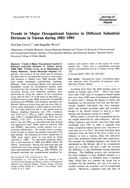 Trends in Major Occupational Injuries in Different Industrial Divisions in Taiwan During 1983-1993