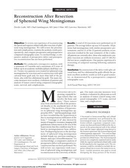 Reconstruction After Resection of Sphenoid Wing Meningiomas