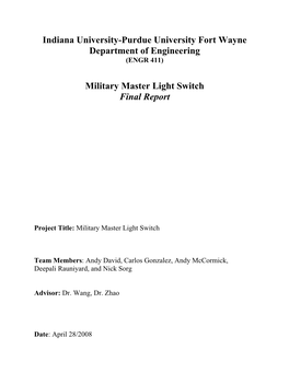 Military Master Light Switch Final Report
