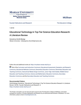 Educational Technology in Top-Tier Science Education Research: a Literature Review