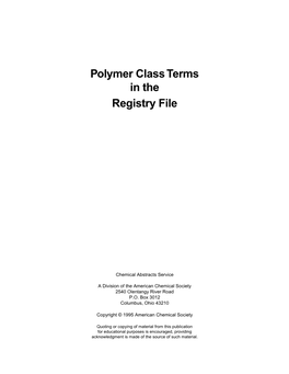 Polymer Class Terms in the Registry File