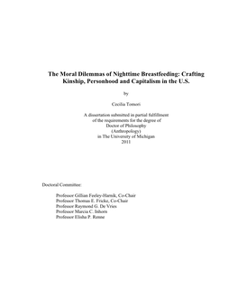 The Moral Dilemmas of Nighttime Breastfeeding: Crafting Kinship, Personhood and Capitalism in the U.S