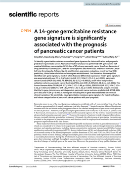 A 14-Gene Gemcitabine Resistance Gene Signature Is Significantly