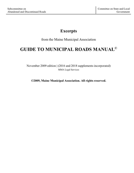 Guide to Municipal Roads Manual©