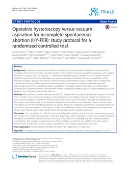 Operative Hysteroscopy Versus Vacuum Aspiration