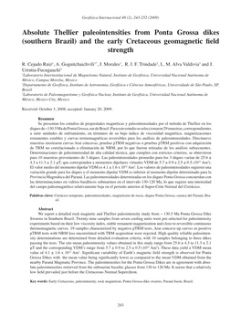 Absolute Thellier Paleointensities from Ponta Grossa Dikes (Southern Brazil) and the Early Cretaceous Geomagnetic Field Strength