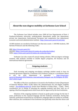 About the Non-Degree Mobility at Sorbonne Law School