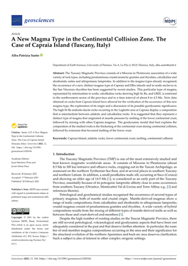 A New Magma Type in the Continental Collision Zone. the Case of Capraia Island (Tuscany, Italy)