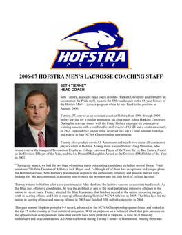 2006-07 Hofstra Men's Lacrosse Coaching Staff