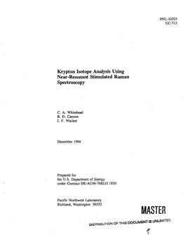 Krypton Isotope Analysis Using Near-Resonant Stimulated Raman Spectroscopy