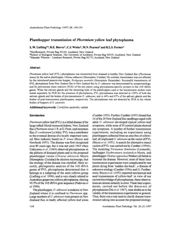 Planthopper Transmission of Phormium Yellow Leaf Phytoplasma