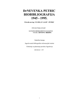 Drnevenka PETRIC BIOBIBLIOGRAFIJA 1945�1995