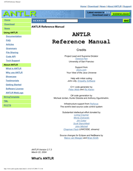 ANTLR Reference PDF Manual