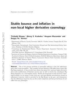 Stable Bounce and Inflation in Non-Local Higher Derivative Cosmology