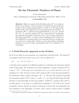 On the Chromatic Numbers of Planes