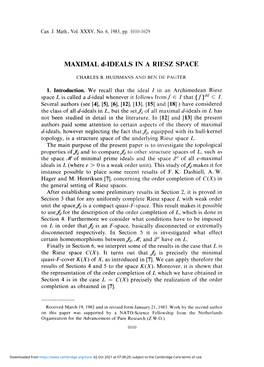 MAXIMAL D-IDEALS in a RIESZ SPACE