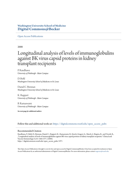 Longitudinal Analysis of Levels of Immunoglobulins Against BK Virus Capsid Proteins in Kidney Transplant Recipients P