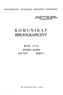 Komunikat Bibliograficzny Rok 1962