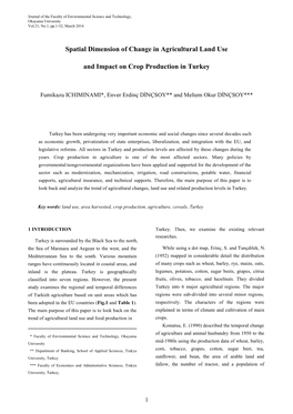 Spatial Dimension of Change in Agricultural Land Use and Impact