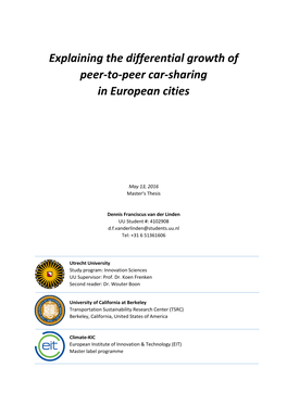 Explaining the Differential Growth of Peer-To-Peer Car-Sharing in European Cities