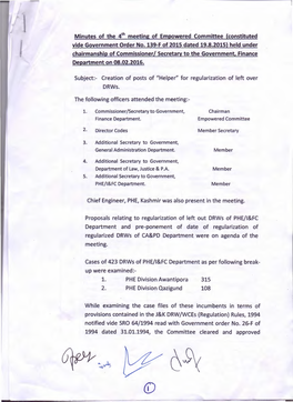 Constituted Vide Government Order No. 139-F of 2015 Dated 19.8.2015