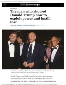 The Man Who Showed Donald Trump How to Exploit Power and Instill Fear - the Washington Post