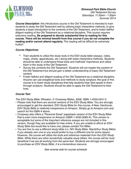 O.T. Survey Syllabus