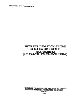 River Lift Irrigation. Scheme . in Kolhapur District ·Maharashtra