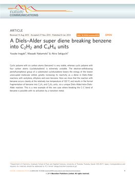 A Diels&Ndash;Alder Super Diene Breaking Benzene Into