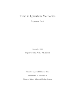 Time in Quantum Mechanics