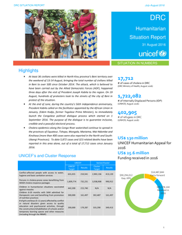 DRC SITUATION REPORT July-August 2016