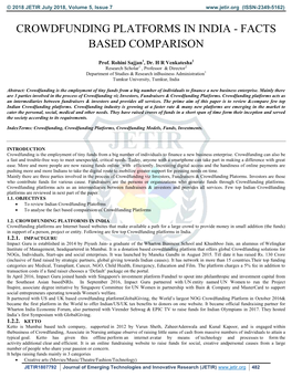 Crowdfunding Platforms in India - Facts Based Comparison