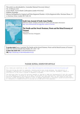 Journal of South Asian Studies the Needle and the Sword: Boatmen