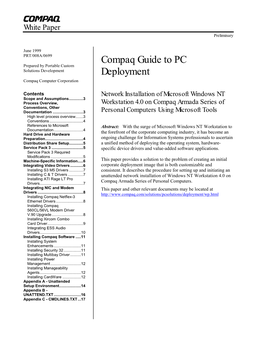 Compaq Guide to PC Deployment