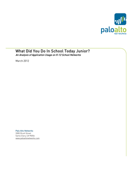 What Did You Do in School Today Junior? an Analysis of Application Usage on K-12 School Networks