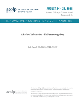 A Rash of Information - It's Dermatology Day