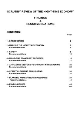 Scrutiny Review of the Night-Time Economy Findings