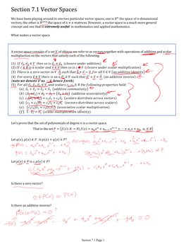 Section 7.1 Vector Spaces