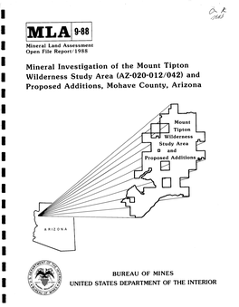 Mineral Investigation of the Mount Tipton Wilderness Study Area (AZ-020-012/042) and Proposed Additions, Mohave County, Arizona