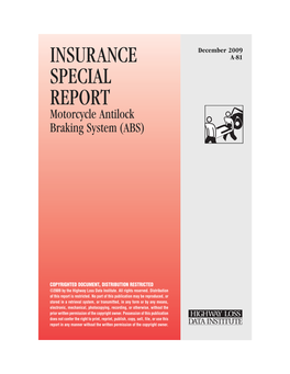 HLDI Special Report: Motorcycle Antilock Braking System (ABS)