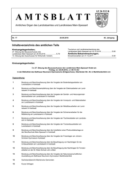 A M T S B L a T T Amtliches Organ Des Landratsamtes Und Landkreises Main-Spessart