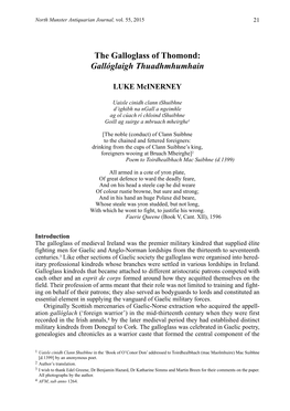 The Galloglass of Thomond: Gallóglaigh Thuadhmhumhain