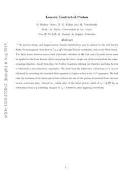 Arxiv:1410.4228V2 [Hep-Ph] 6 Aug 2015 Bandb Xedn H Tnadbeteuto Ohigher to Equation Breit T Standard the That Extending Show by We Obtained Expression