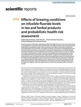 Effects of Brewing Conditions on Infusible Fluoride Levels in Tea And