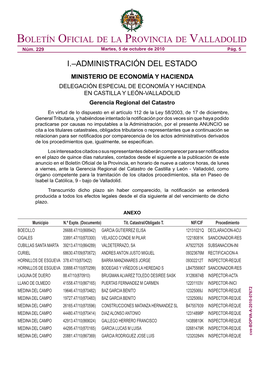 Boletín Oficial De La Provincia De Valladolid Núm